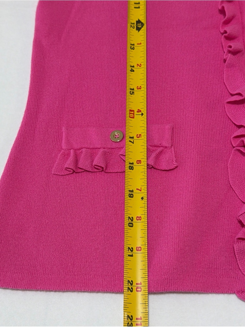 Kasper Hot Pink Ruffle Zip-Front Cardigan - Picture 7 of 10
